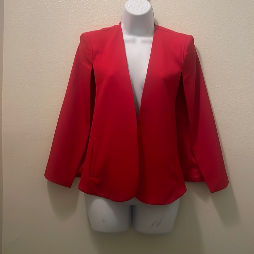 Red work Blazer. Cape Style .